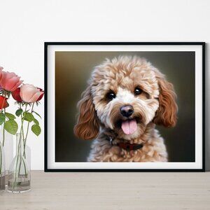 8x8‎ Goldendoodle Puppy Dog Best Friend Watercolor Oil Painting Art Print